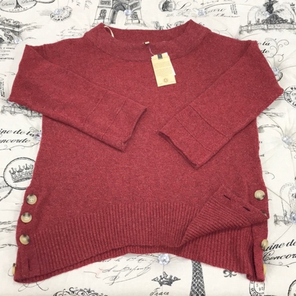 Democracy Side Button Boatneck Sweater - Picture 3 of 4